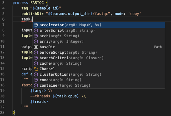 Task-Eigenschaften-Auto-Vervollständigung