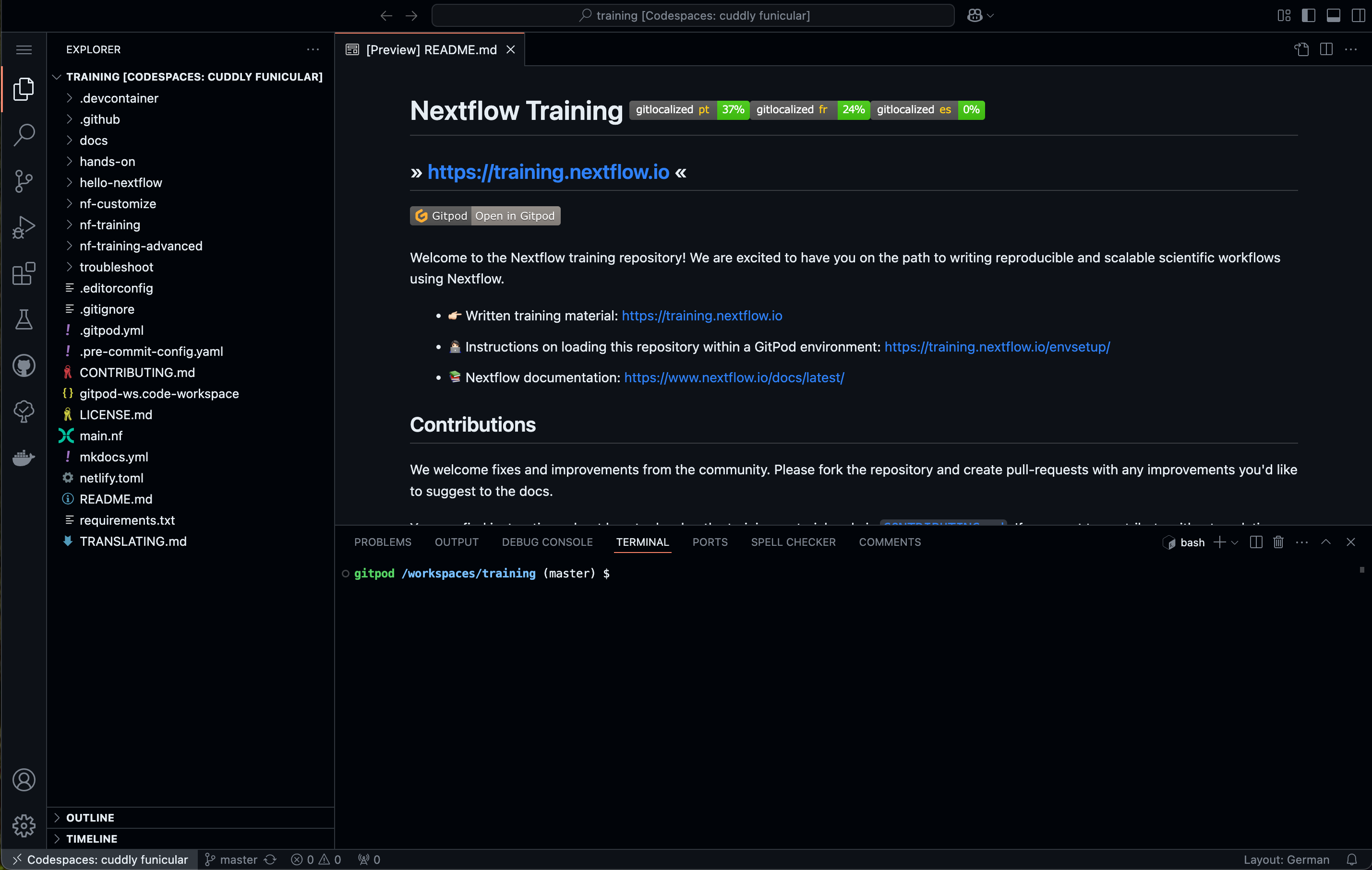 Accueil GitHub Codespaces
