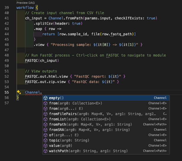 Auto-complétion des canaux